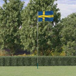 Drapeau de la Su&egrave;de et m&acirc;t 5,5 m Aluminium