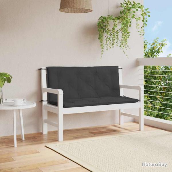 Coussin de banc de noir 120x(50+50)x7 cm tissu oxford