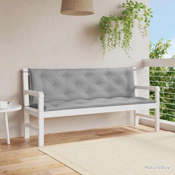 Coussin de banc de gris 150x(50+50)x7 cm tissu oxford