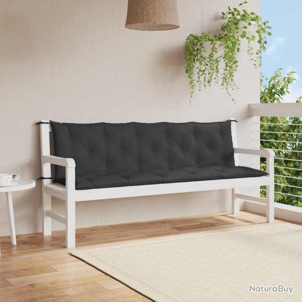 Coussin de banc de noir 180x(50+50)x7 cm tissu oxford