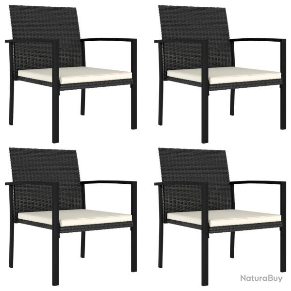 Chaises � manger de lot de 4 R�sine tress�e Noir