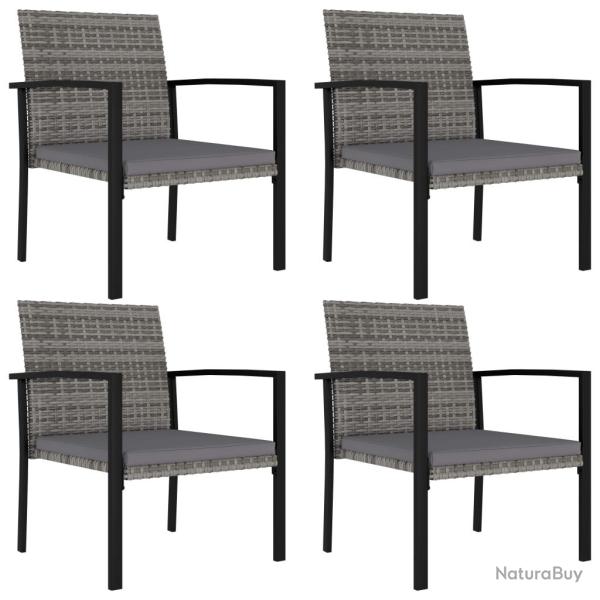 Chaises � manger de lot de 4 R�sine tress�e Gris
