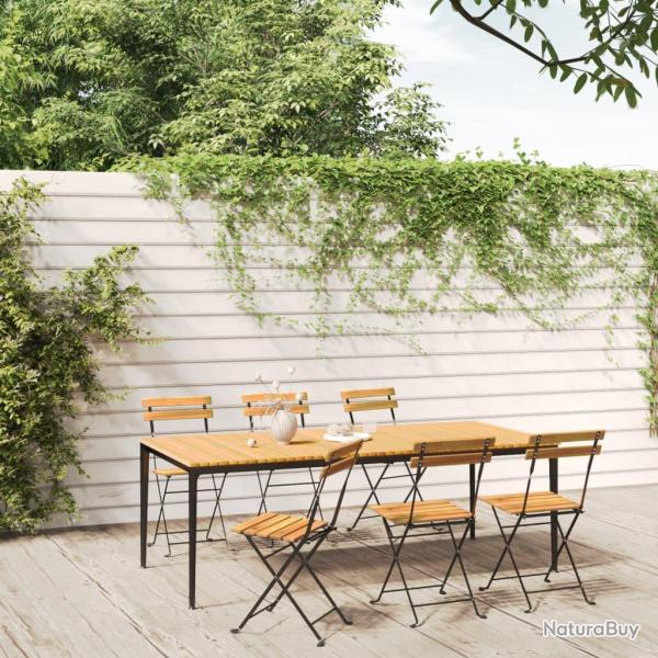 Chaises pliables de lot de 6 Acier bois d'acacia massif