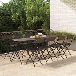 Chaises de bistrot pliantes lot de 8 R&eacute;sine tress&eacute;e et acier