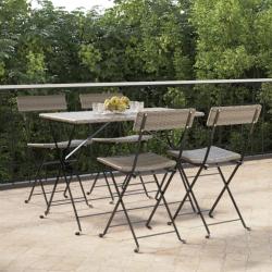Chaises de bistrot pliantes lot de 4 Gris R&eacute;sine tress&eacute;e acier