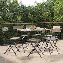 Chaises de bistrot pliantes lot de 6 Gris R&eacute;sine tress&eacute;e acier