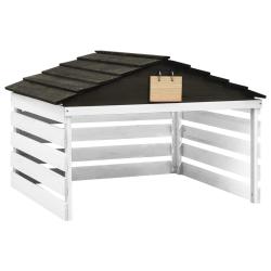 Garage de tondeuse &agrave; gazon Noir et blanc 78x74x54 cm Sapin