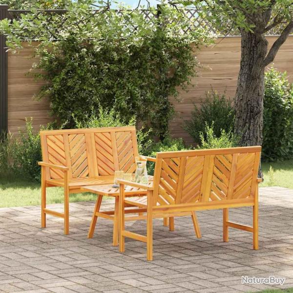 Ensemble de salon de 3 pcs Marron Bois d'Acacia Massif