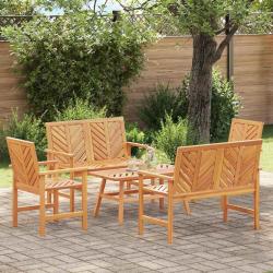 Ensemble de salon de 5 pcs Marron Bois d'Acacia Massif