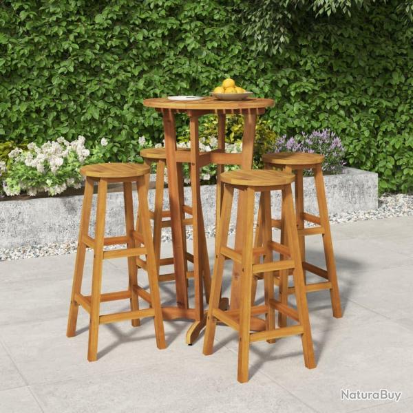 Ensemble de bar de 5 pcs bois d'acacia solide