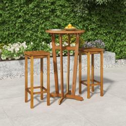 Ensemble de bar de 3 pcs bois d'acacia solide