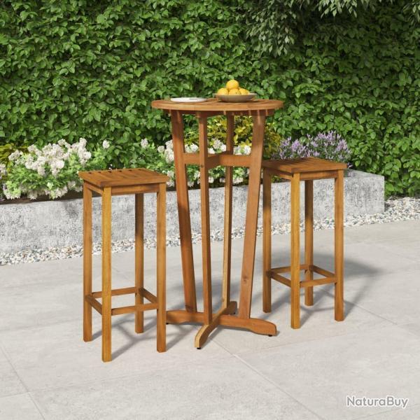 Ensemble de bar de 3 pcs bois d'acacia solide