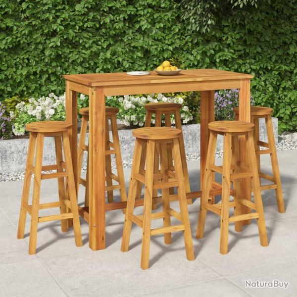 Ensemble de bar de 7 pcs bois d'acacia solide