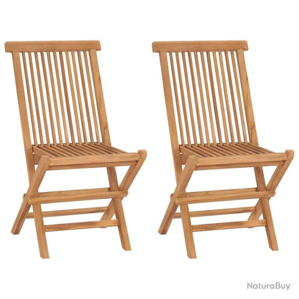 Chaises de pliables lot de 2 Bois de teck massif