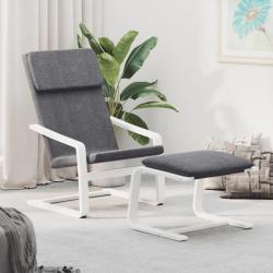 Chaise de relaxation avec repose-pied Gris fonc&eacute; Tissu