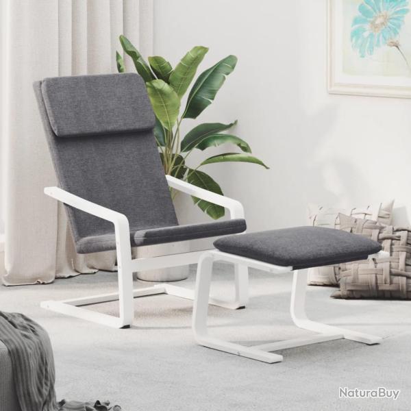 Chaise de relaxation avec repose-pied Gris fonc� Tissu