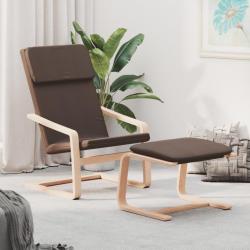 Chaise de relaxation avec repose-pied Marron fonc&eacute; Tissu