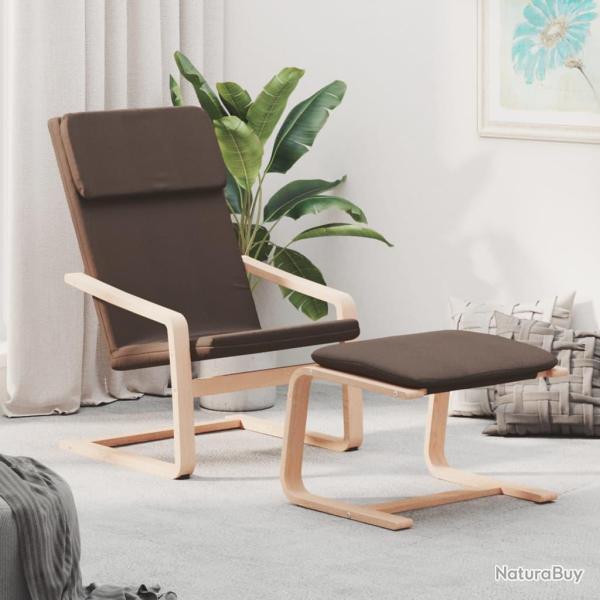 Chaise de relaxation avec repose-pied Marron fonc� Tissu