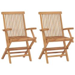 Chaises pliantes, 2 pi&egrave;ces, en bois de teck massif