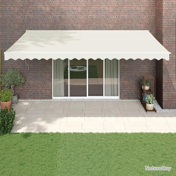 Auvent r�tractable cr�me 5x3 m tissu et aluminium
