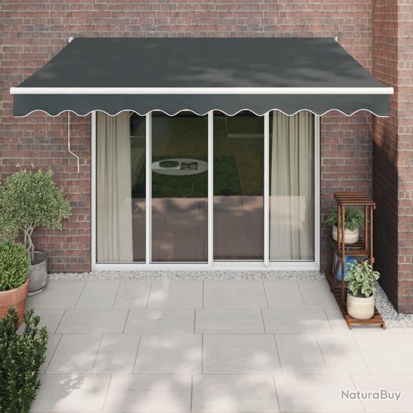Auvent manuel, 100 % polyester, anthracite, pour la terrasse, 3 � 2,5 m