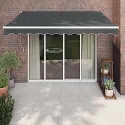 Auvent manuel, 100 % polyester, anthracite, pour la terrasse, 3,5 &times; 2,5 m