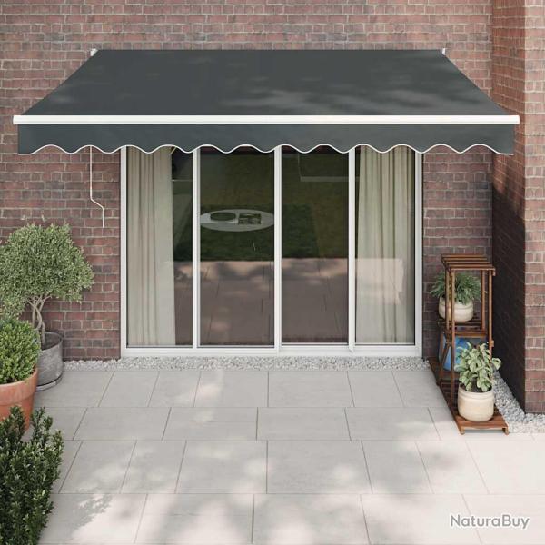 Auvent manuel, 100 % polyester, anthracite, pour la terrasse, 3,5 � 2,5 m