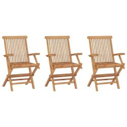 Chaises de pliables lot de 3 Bois de teck massif
