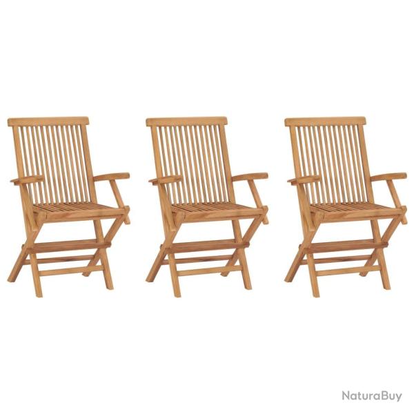 Chaises de pliables lot de 3 Bois de teck massif