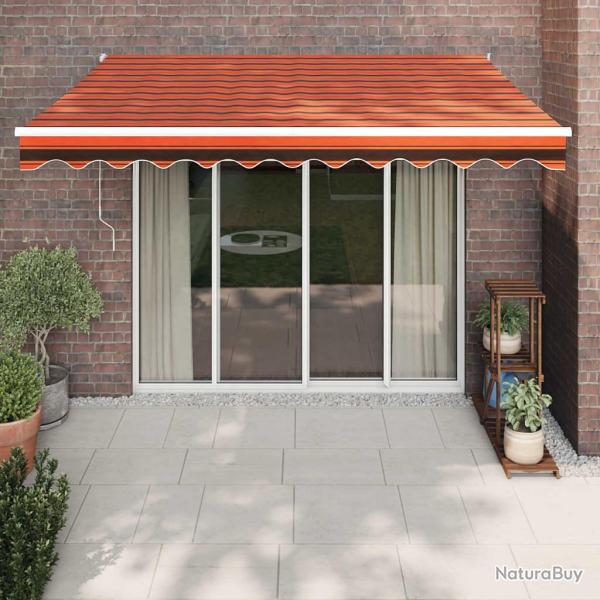Auvent r�tractable orange et marron 3,5x2,5m tissu et aluminium