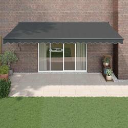 Auvent r&eacute;tractable anthracite 5x3 m tissu et aluminium