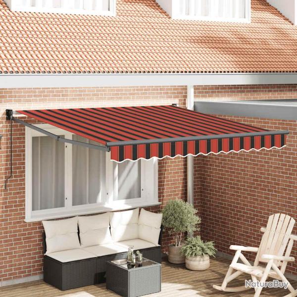 Auvent r�tractable orange et marron 3x2,5 m tissu et aluminium