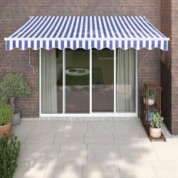 Auvent r&eacute;tractable automatique bleu et blanc 3x2,5 m