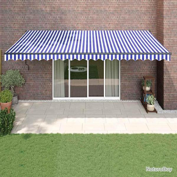 Auvent r�tractable automatique bleu et blanc 5x3 m