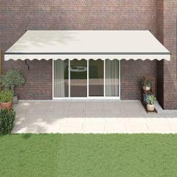 Auvent r&eacute;tractable automatique cr&egrave;me 5x3 m
