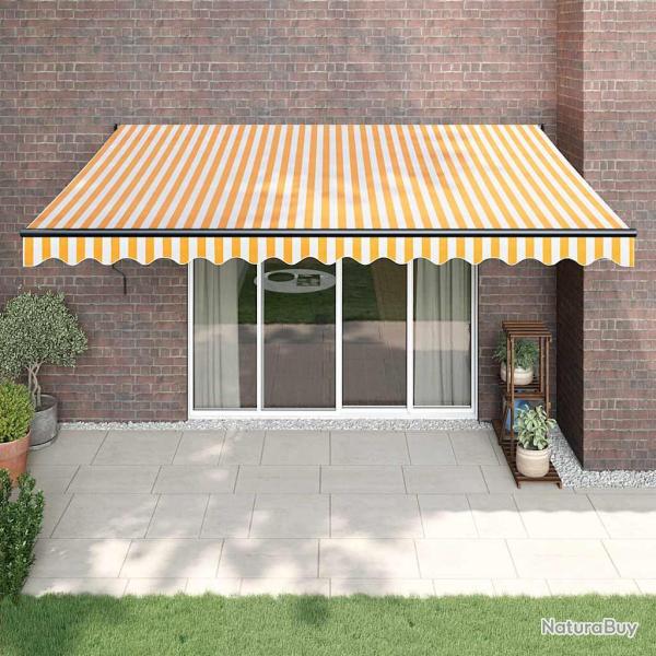 Auvent r�tractable automatique jaune et blanc 4x3 m