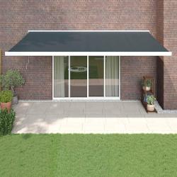 Auvent r&eacute;tractable en tissu et aluminium, anthracite, pour la terrasse, 5 &times; 3 m