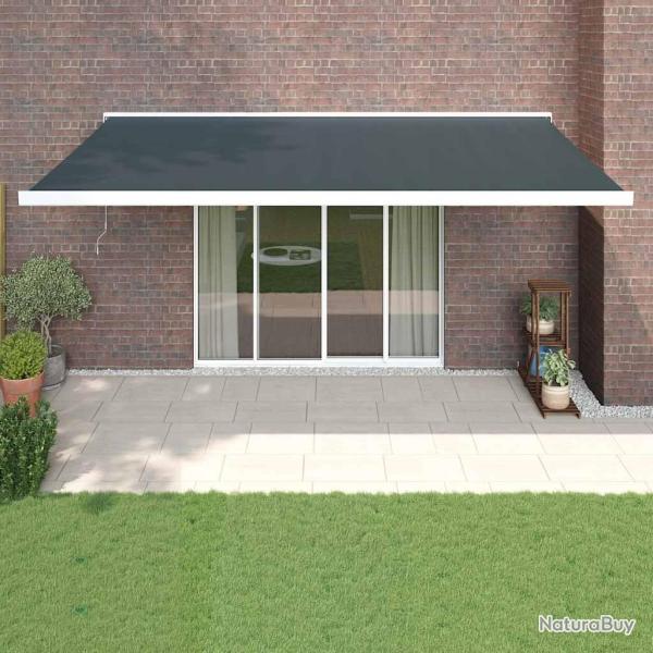 Auvent r�tractable en tissu et aluminium, anthracite, pour la terrasse, 5 � 3 m