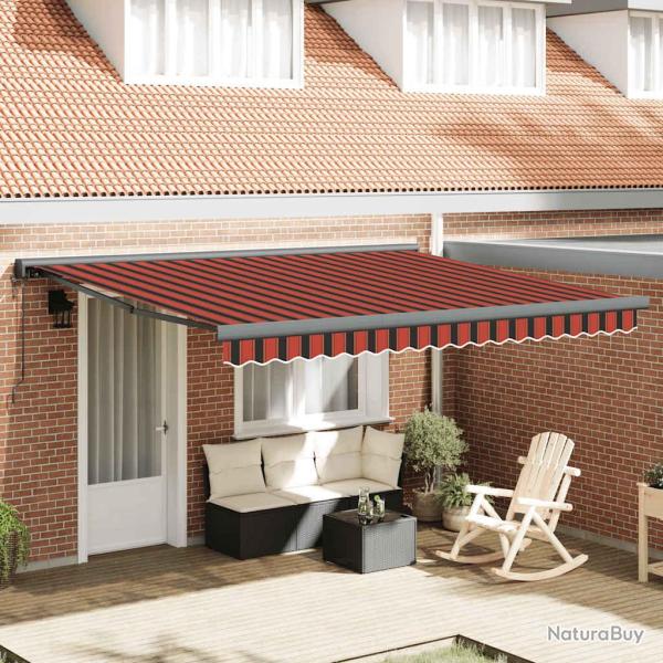 Auvent r�tractable orange et marron en tissu et aluminium, pour la terrasse, 4 � 3 m