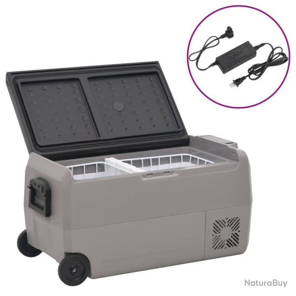 Glaci�re avec roue et adaptateur noir et gris 50 L PP et PE
