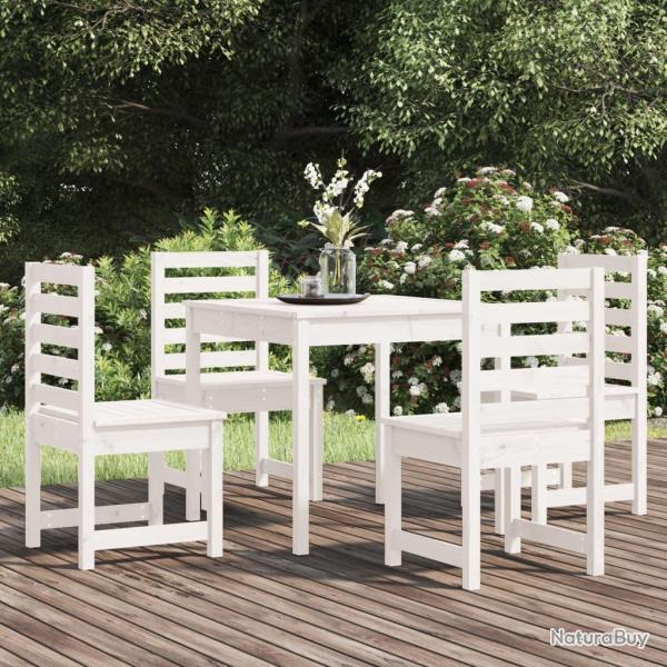 Ensemble � manger de 5 pcs blanc bois massif de pin