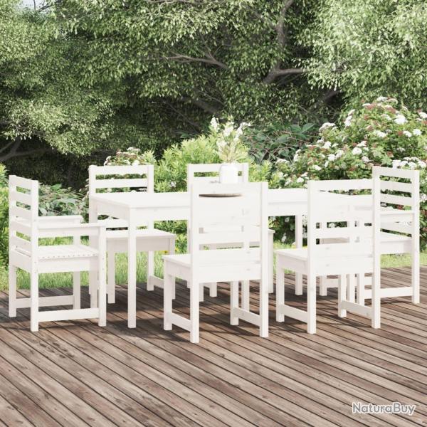 Ensemble � manger de 7 pcs blanc bois massif de pin