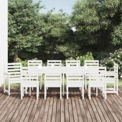 Ensemble &agrave; manger de 11 pcs blanc bois massif de pin