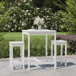 Ensemble de bar de 3 pcs blanc bois de pin massif