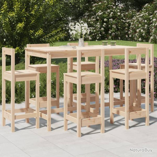 Ensemble de bar de 7 pcs Bois de pin massif