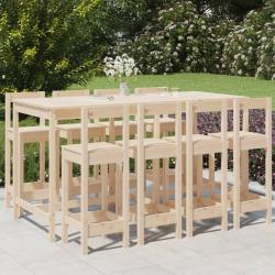 Ensemble de bar de 9 pcs Bois de pin massif