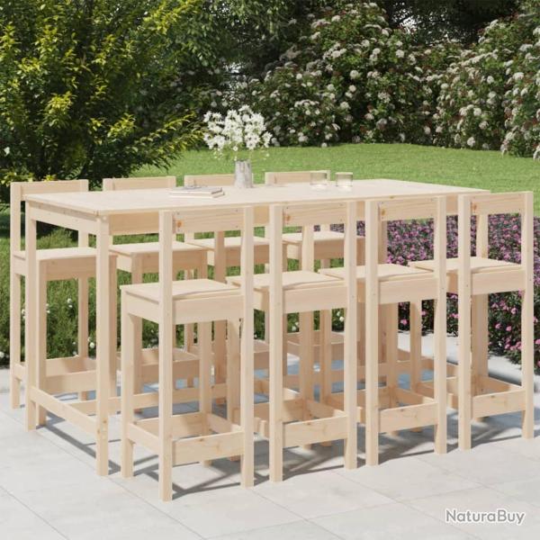 Ensemble de bar de 9 pcs Bois de pin massif