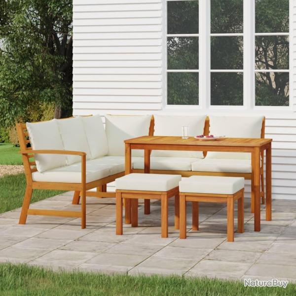 Ensemble � manger de 6 pcs avec coussins Bois d'acacia