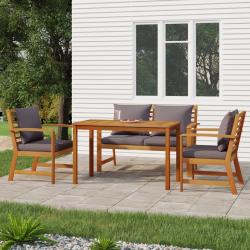 Ensemble &agrave; manger de 4 pcs coussins Bois acacia