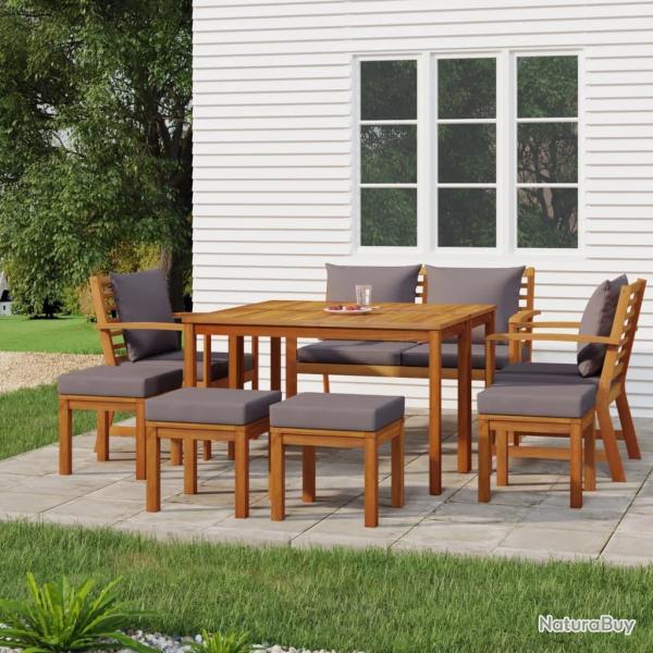 Ensemble � manger de coussins 9 pcs Bois acacia
